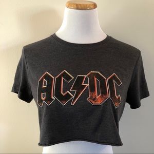 AC/DC Grey Crop Top Medium euc